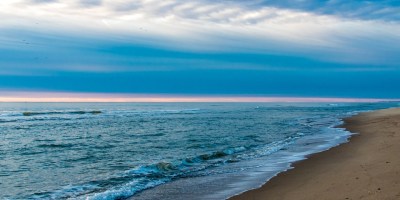 beach, sunrise, clouds